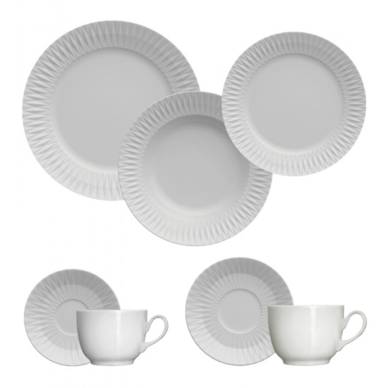 Jogo Para Jantar Cha e Café 42 Pecas Diamante Porcelana Germer